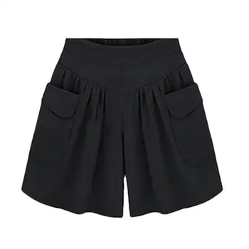 

Fashion Summer Women Plus Size Skirt Solid Color Elastic Waist Casual Loose Shorts with Pocket 2019