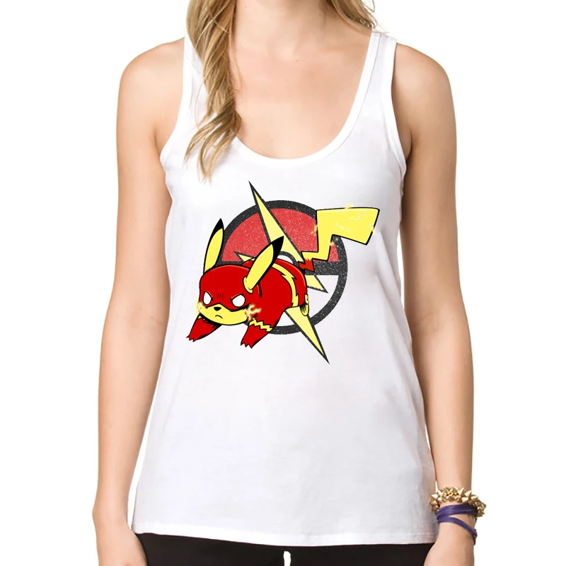 Новинка 2018 женские майки с принтом Покемон го Пикачу майка новые Забавные топы |