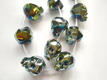 

handmade 22-25mm Crystal Skull, Crystal Skeleton - Sold Individually AB coated Blue Rainbow Black white Champagne Charm Bead ful