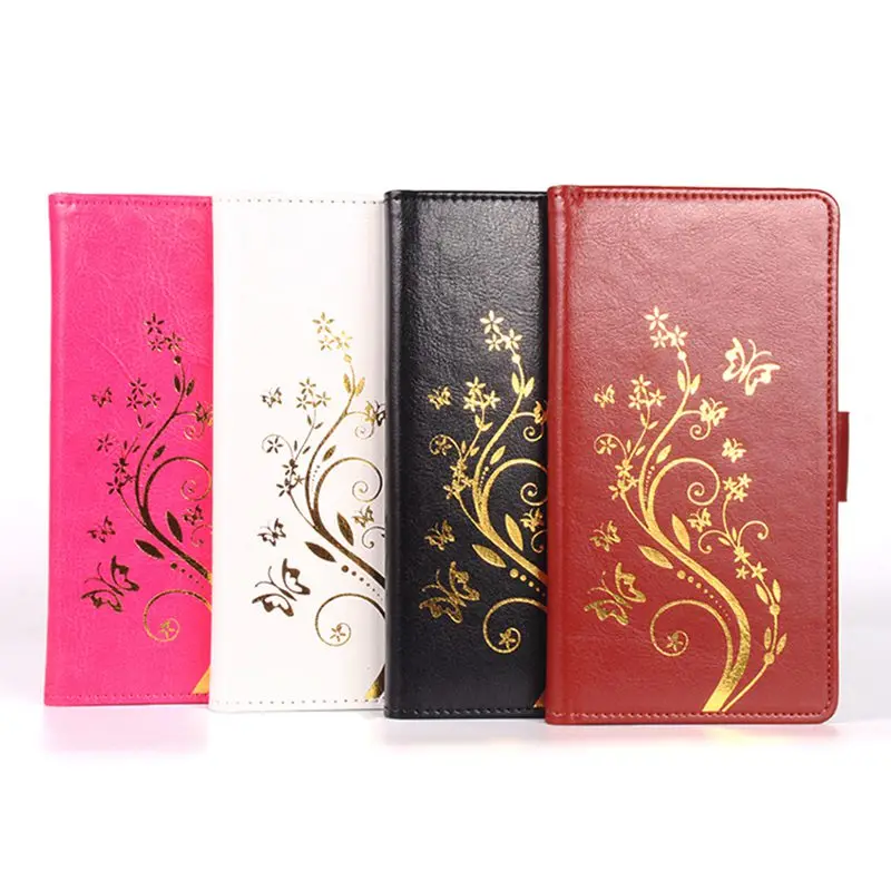 العلامة التجارية HongBaiwei الذهب زبداني زهرة المطبوعة حقيبة جلد ل Oukitel K6000 K 6000 حالة فليب غطاء الإسكان حامل الهاتف المحمول غطاء