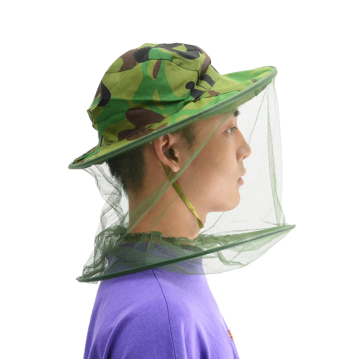 

Camouflage Anti Mosquito Bee Hat with Net Mesh Head Cover Fisherman Hat Beekeeping Camping Mask Face Protect Caps