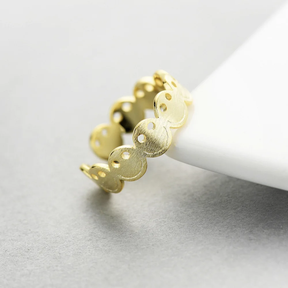 100% 925 Sterling Silver Emoji Expression Smiling Face Open Rings For Women Original Handmade Girl Sterling-silver-jewelry