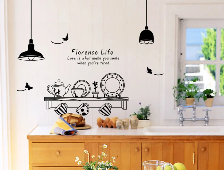 Panas Florence Kehin Stiker Dinding Dapur Alat Memasak Botol Panas Florence Kehin Stiker Dinding Dapur Alat Memasak Botol Pola Diy Hiasan Dekorasi Rumah Qt0070 Di Wall Stickers