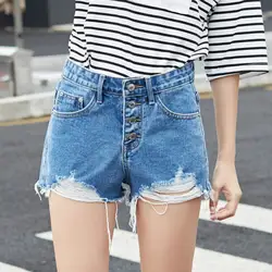 Новинка 2019 года повседневное Лето Горячая кисточкой джинсовые женские шорты Высокая талия меховая подкладка открытие большой размер