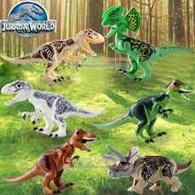 DR. TONG 20 шт./лот Динозавр Парк Юрского периода большой размер тираннозавр Трицератопс строительные блоки игрушки для детей KR09-KR14