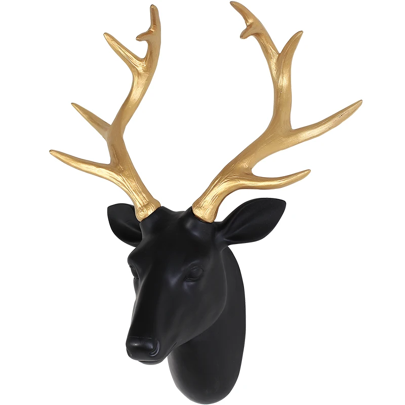 

Nordic Black White Deer Head Wall Hanging Wall Decoration Creative Modern Living Room Office Shop Wall Decorations Simulation
