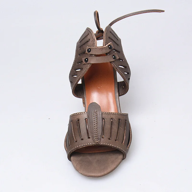 Prova Perfetto/женские босоножки в римском стиле с вырезами, летняя дышащая обувь с открытым носком, босоножки из натуральной кожи с узкими ремешками на очень высоком каблуке