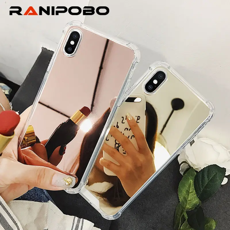

Mirror Phone Cases for iPhone X 7 7Plus 8 8Plus 6 6S Plus TPU Back Protect Back Cover Reflect Girly Cute Case Capa Coque