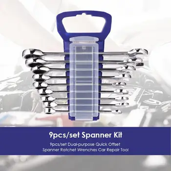 

9pcs/set Dual-purpose Quick Offset Spanner Ratchet Wrenches Car Repair Tool