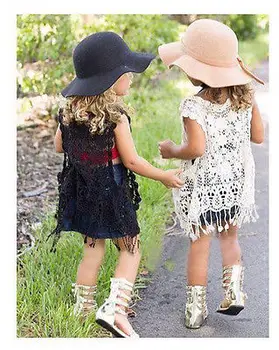 

Summer Toddler Kids Baby Girls Crochet Lace Hollow Cardigan Fringed Tops Vest Tassel Waistcoat Baby Girl Clothing