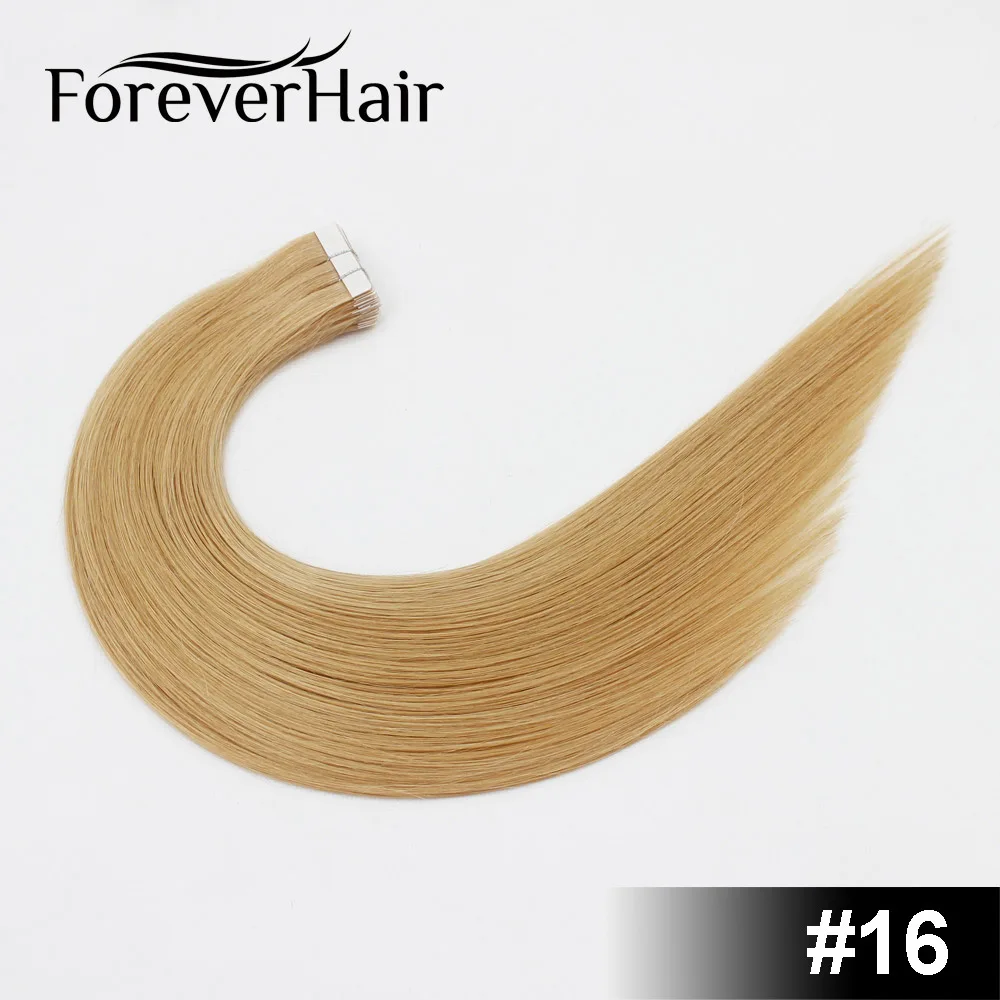 FOREVER HAIR 2,0 г/шт. 1" Remy лента для наращивания волос цвет фортепиано#10/6 бесшовные прямые волосы уток человеческих волос для наращивания ленты - Цвет: #16