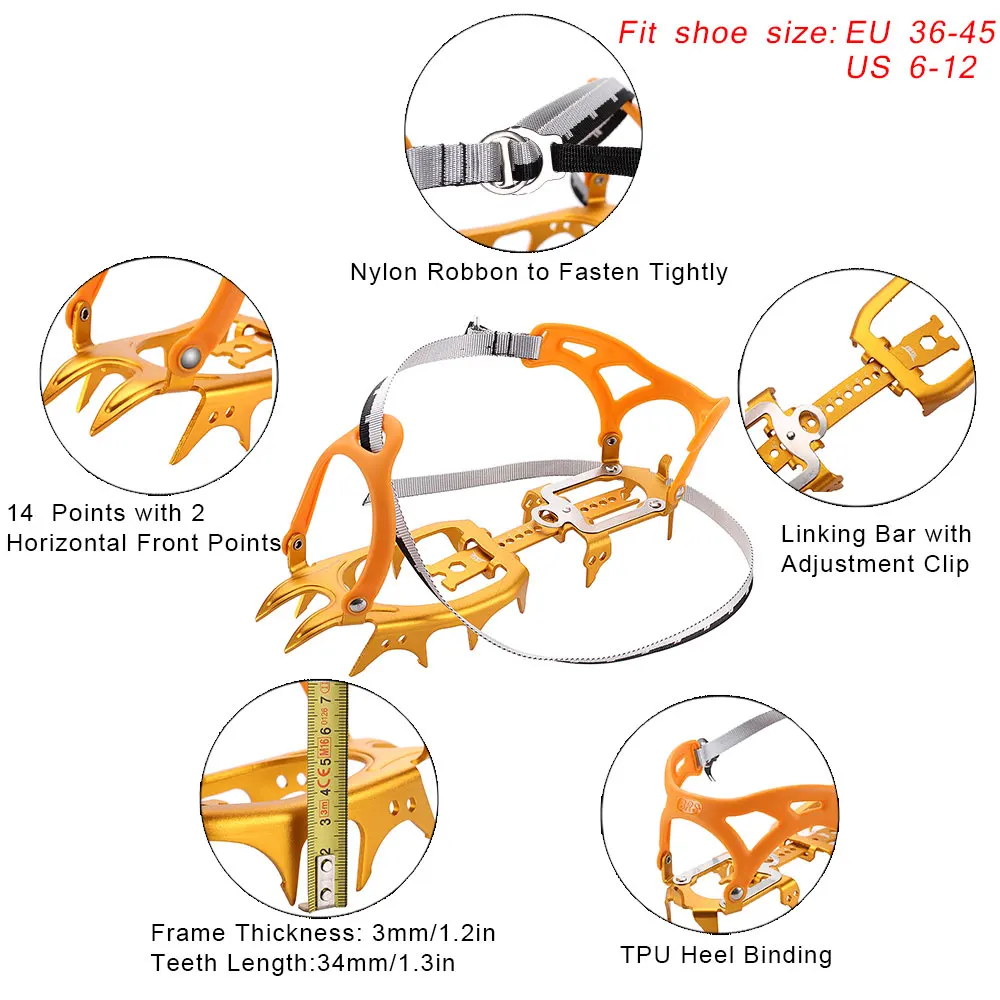 BRS-S3 Сверхлегкий 14 зубов алюминиевый сплав в комплекте кошки ледяной Захват Открытый ледолазание наборы кошки для обуви