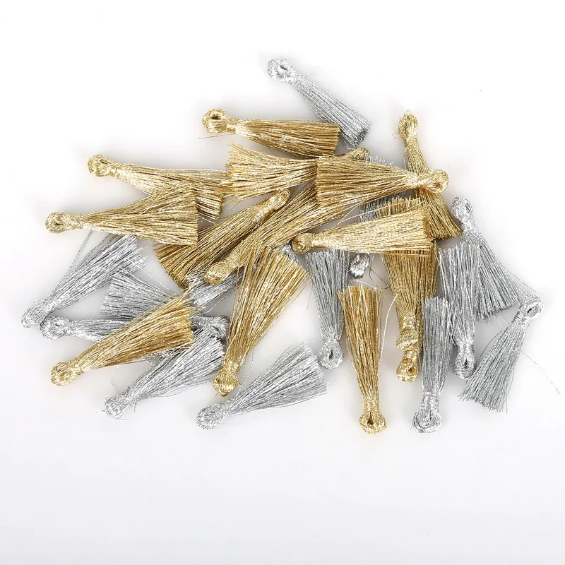 

10pcs/lot 25mm Gold Silver Color Mini Tassel Charm Pendant for Earring Bag Curtain Decor DIY Sewing Accessories