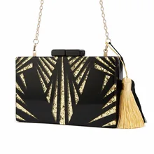 Черный золотой блестящий женский клатч, вечерние сумочки, роскошные Кристальные сумочки на цепочке, клатч, сумочка для свадьбы, Женский праздничный акриловый клатч