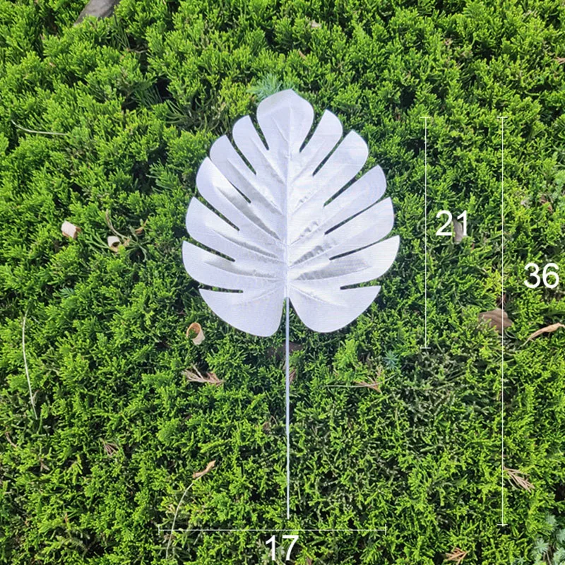 Gold Artificial Monstera Tropical Plam Tree Leaves Photography Background Fake Plants Wedding Birthday Party Home Decoration - Цвет: SilverMonsteraMedium