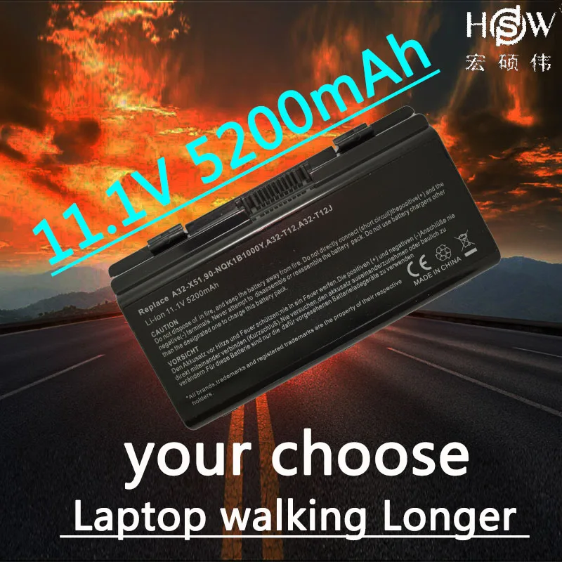 

HSW Laptop Battery For ASUS 90-NQK1B1000Y A32-T12 A32-X51 T12 T12C T12Er T12Fg T12Jg T12Mg T12Ug X51H X51L X51R X51RL battery