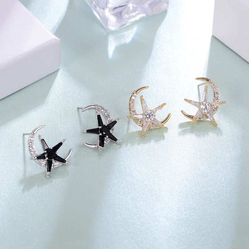 

2019 Star Stud Earrings Black Gold Cute Earrings For Women Girl Gift Wholesale for Women New Arrival Fashion Jewelry N04