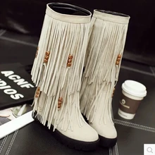 Г. осень-зима новые европейские и американские ботинки на танкетке на плоской подошве ботинки на плоской платформе теплые высокие с бусинками в стиле ретро