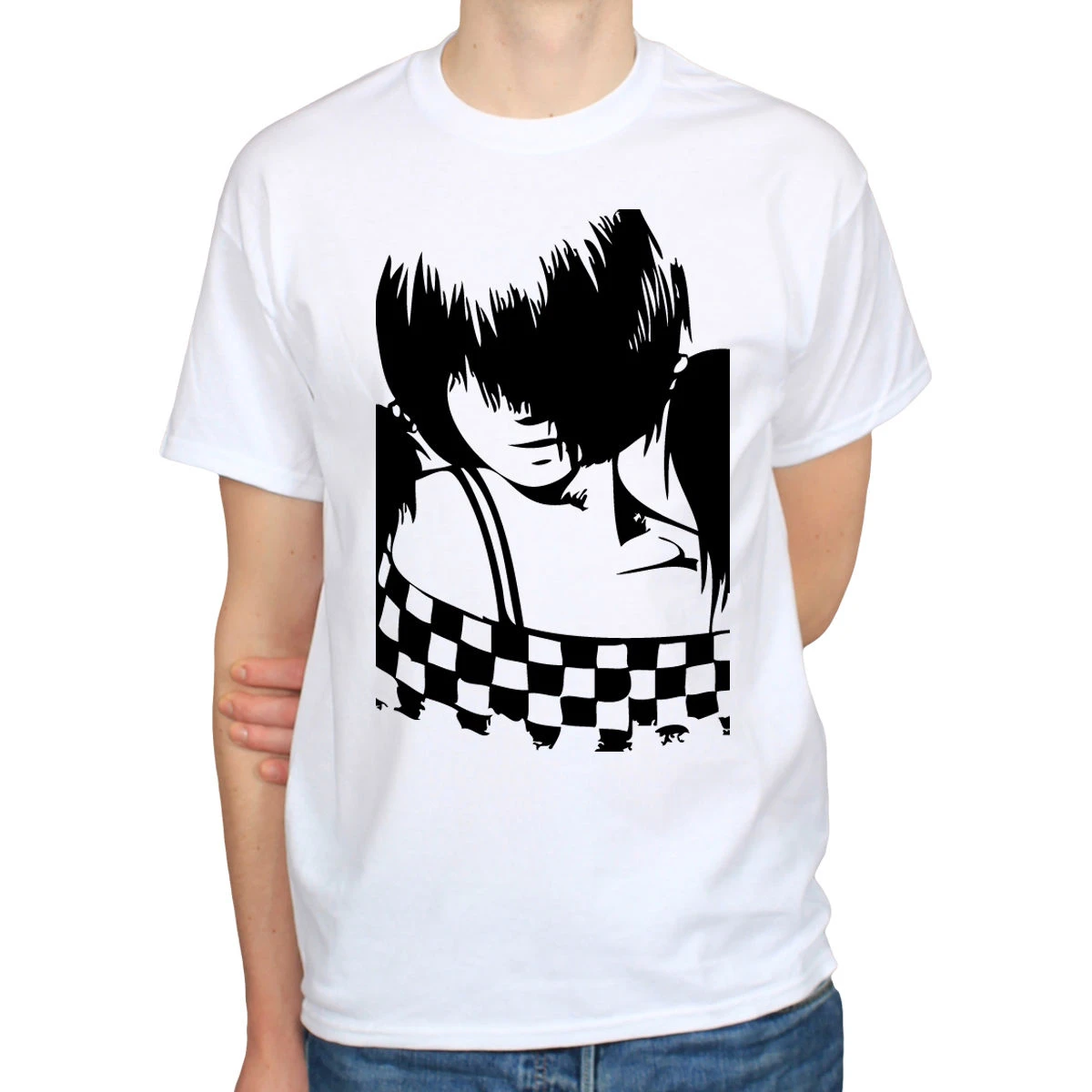 Anime Girl Checkers Manga Japanese Cartoon Emo Two Tone Hipster T Shirt High Quality Custom Printed Tops Hipster T Shirt T Shirts Aliexpress