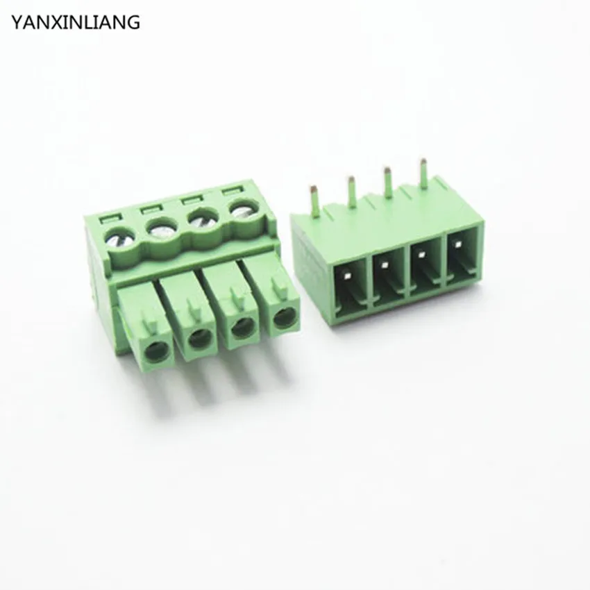 10 sets 3.81 4pin Right angle Terminal plug type 300V 8A 3.81mm pitch connector pcb screw
