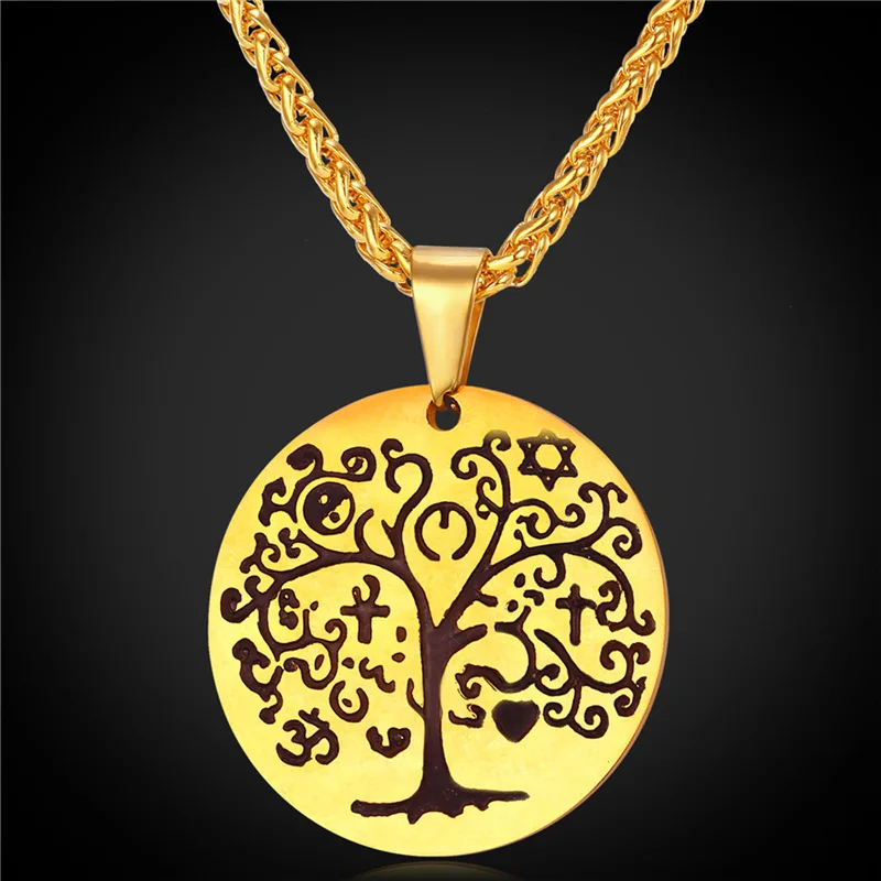 Tree Of Life Pendant Necklace Vintage Jewelry Stainless Steel/Gold