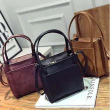 Vintage Women Leather Handbag 5 Color Zipper Basket Female Bags Women messenger bags Shoulder Bag Hand Bag Bolsa Feminina