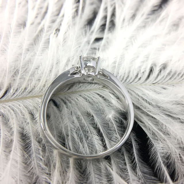 0.5 Carat Wedding 100% Moissanite Diamond Ring Genuine 18K White Gold D color 6