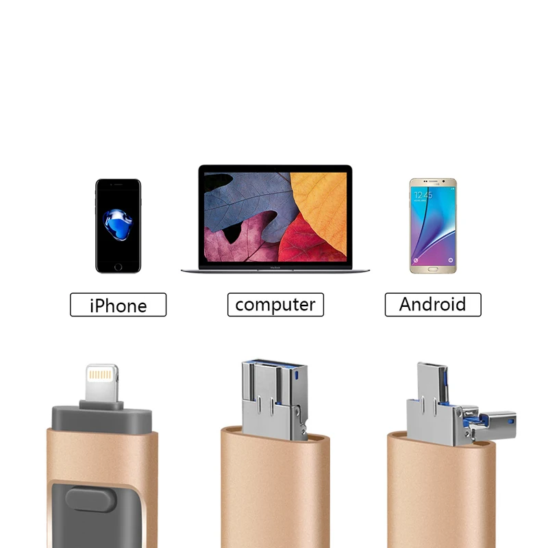 3IN1 OTG USB флэш накопитель 64 ГБ Флешка для хранения memory stick iphone X R 8 7 6 S IPad флеш