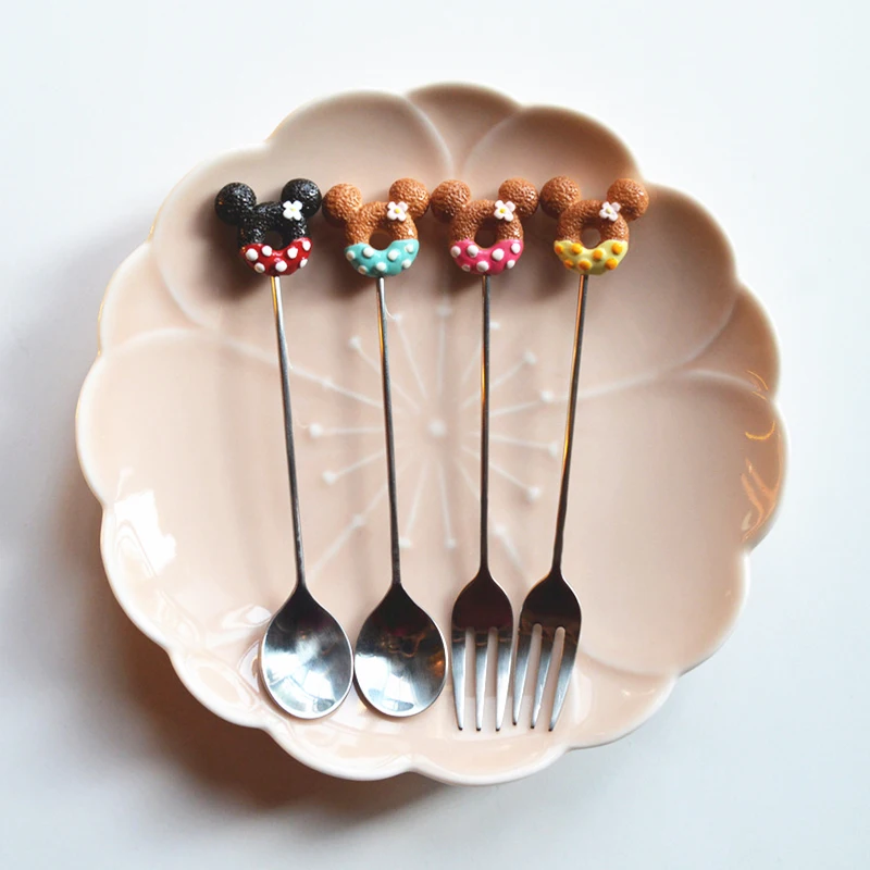 

1Pcs Cartoon Stainless Steel Donuts Coffee Spoon Tea Stirring Spoons Exquisite Kitchen Tableware Gifts