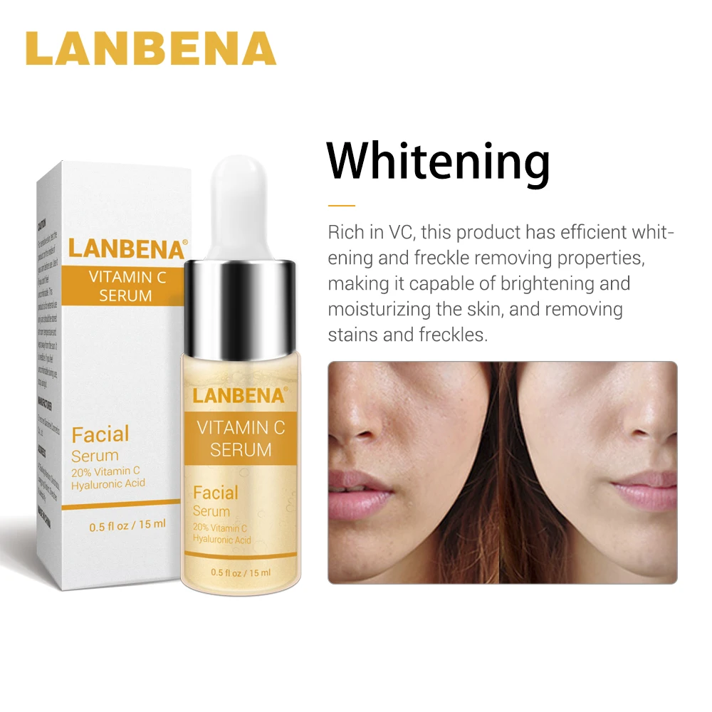 Beli Lanbena Vitamin C Serum + Enam Peptida Serum 24 K Emas + Hyaluronic Acid Serum Anti Aging Pelembab Kulit perawatan Whitening Mencerahkan