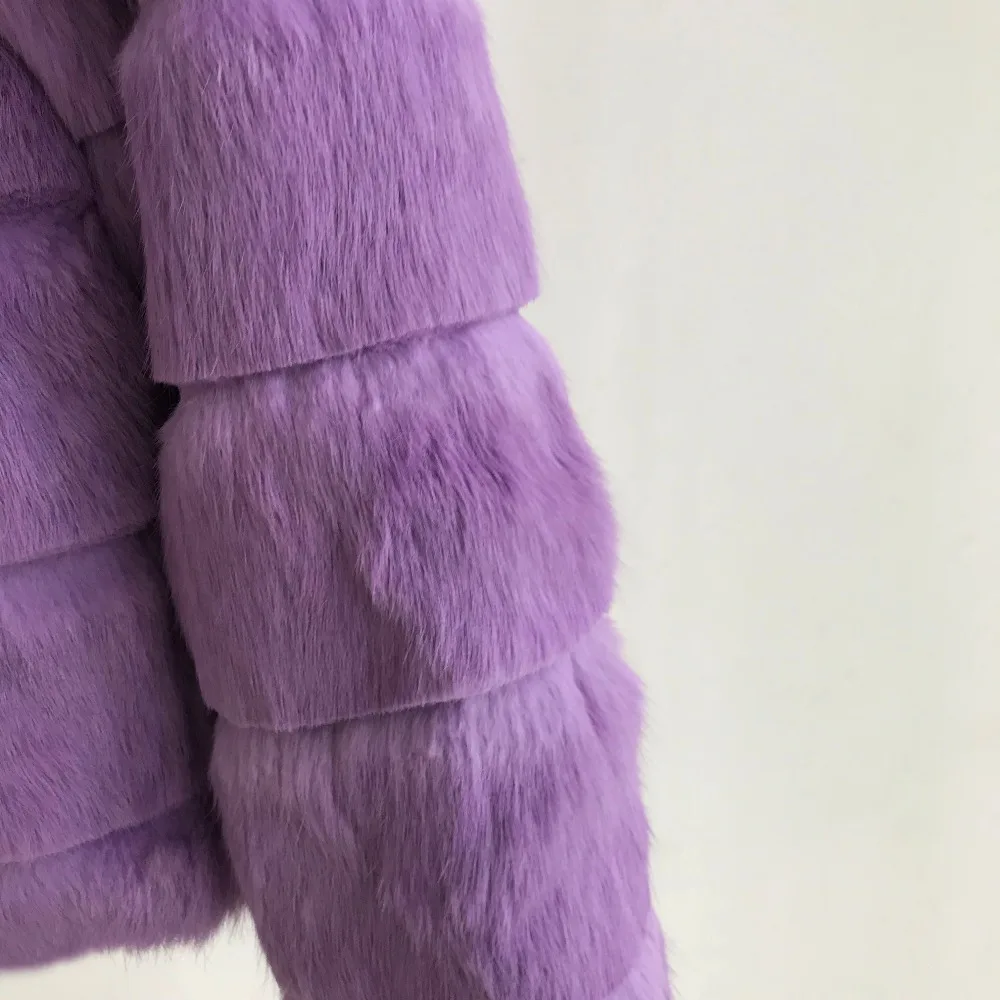 2019 الشتاء نمط جديد معطف الفرو الطبيعي المنك الوقوف طوق جيدة الجودة الأرنب الفراء معطف 50 cm طويلة معاطف من ضئيلة الفراء tsr437