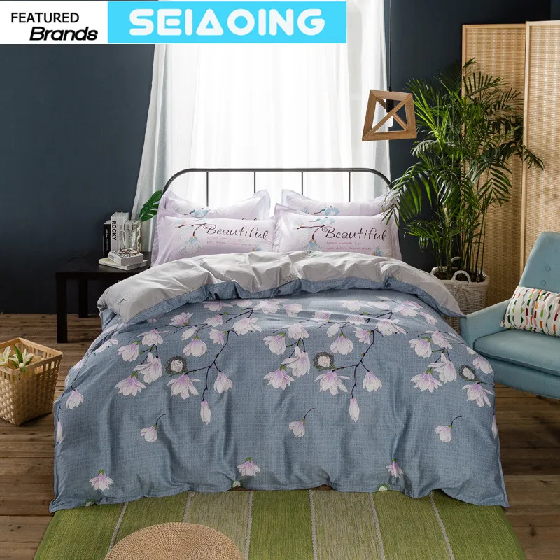 

Chinese floral 4pc 100% cotton bedding sets queen sizes 3d duvet cover gery bed clothes adult girls decor flat sheet pillowcases