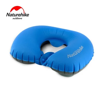Naturehike вручную нажмите надуть u-образная Подушка складная надувная подушка для путешествий - Цвет: Blue
