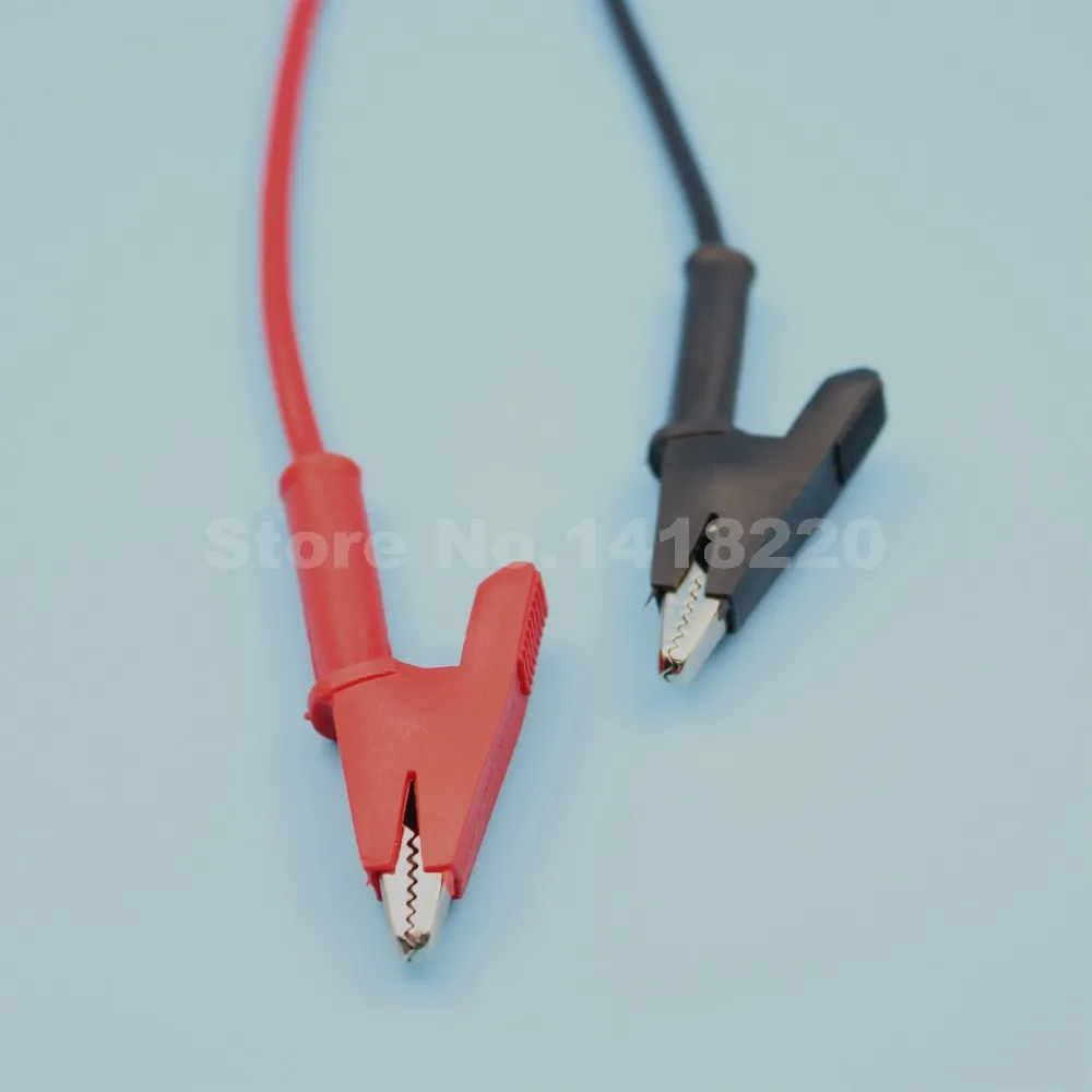 1pair 1M Black/Red Insulated Double End Crocodile Alligator Clip ...