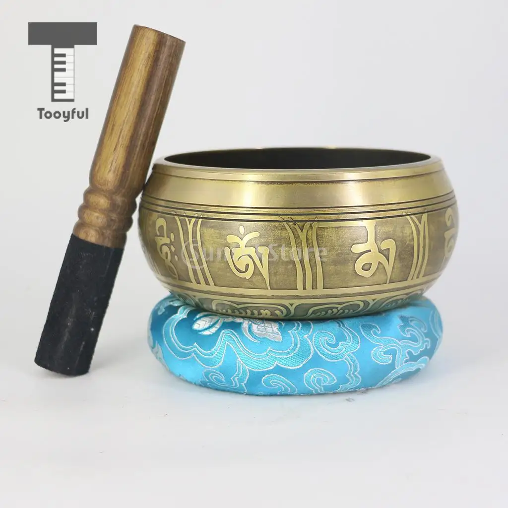 Tooyful Tibetan Handmade Silk Brocade Round Meditation Singing Bowl Cushion Ring Pillow Random Color