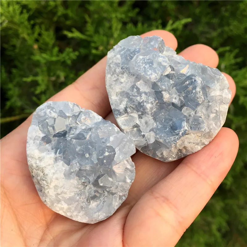 

1pc Natural Blue Celestite Crystal Cluster Egg Mineral Specimen Kyanite Crystal Druzy Geode Stones Home Decoration