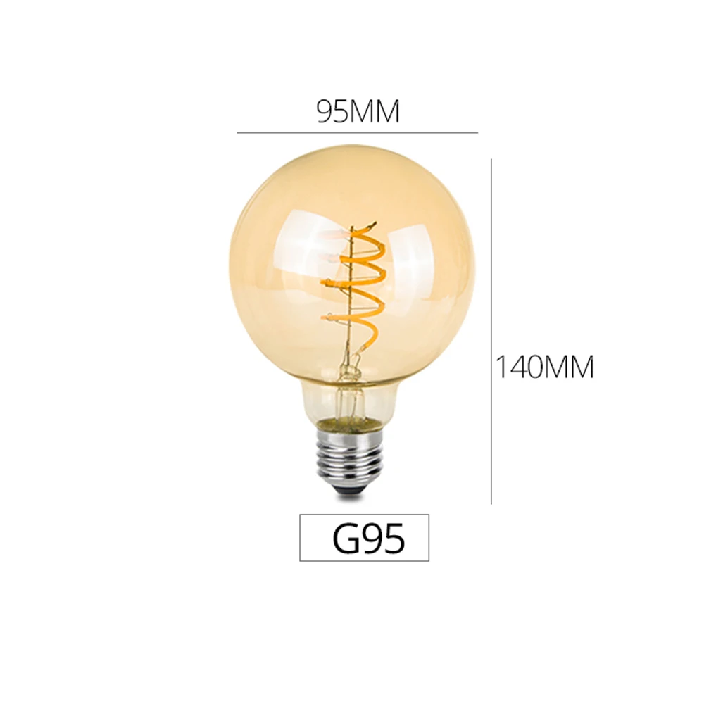3 Вт E27 светодиодный старинные ретро лампы ампулы светодиодный ретро лампы накаливания Эдисона Светильник A60 ST64 G80 G95 85-265V 220V - Цвет: G95