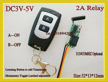 

RF Remote Control Switch System Mini Small Volume DC3-5V Receiver 315/433MHZ Waterproof Transmitter A ON B OFF Micro 3v 5v Relay