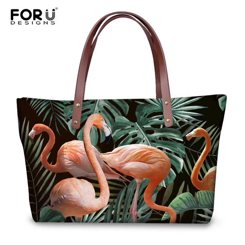 Koop FORUDESIGNS 3D Flamingo Bloemenprint Handtassen Vrouwen Luxe Ontwerp Tassen Animal Schoudertas voor Vrouwelijke Grote Strand Handtas