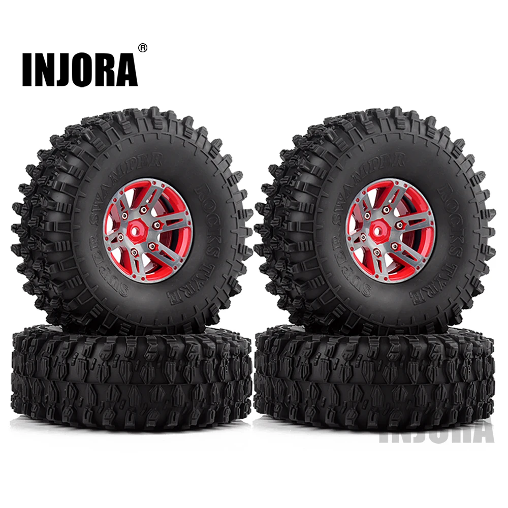 Injora 4 шт 1," обод колеса, фитинги и 1,9 резиновые шины Набор для 1/10 RC комплект автомобильных принадлежностей для передней и задней оси SCX10 90046 RC автомобилей Запчасти
