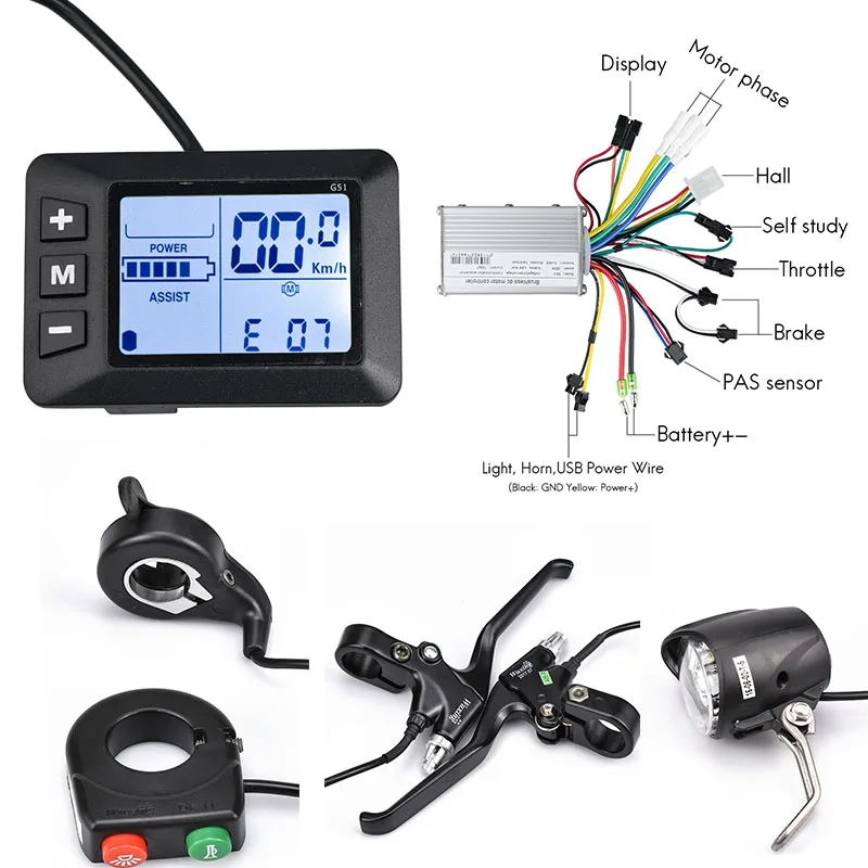 Top Electric Bike Controller 36V 250W350W Ebike Accessories 24v Controller Electric Scooter Accelerator With cut off power brake 1