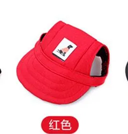 Шляпа для собак с отверстиями для ушей, летняя парусиновая бейсболка для маленьких собак, уличные аксессуары для собак, походные товары для животных, шляпа от солнца для собак XL - Цвет: Красный