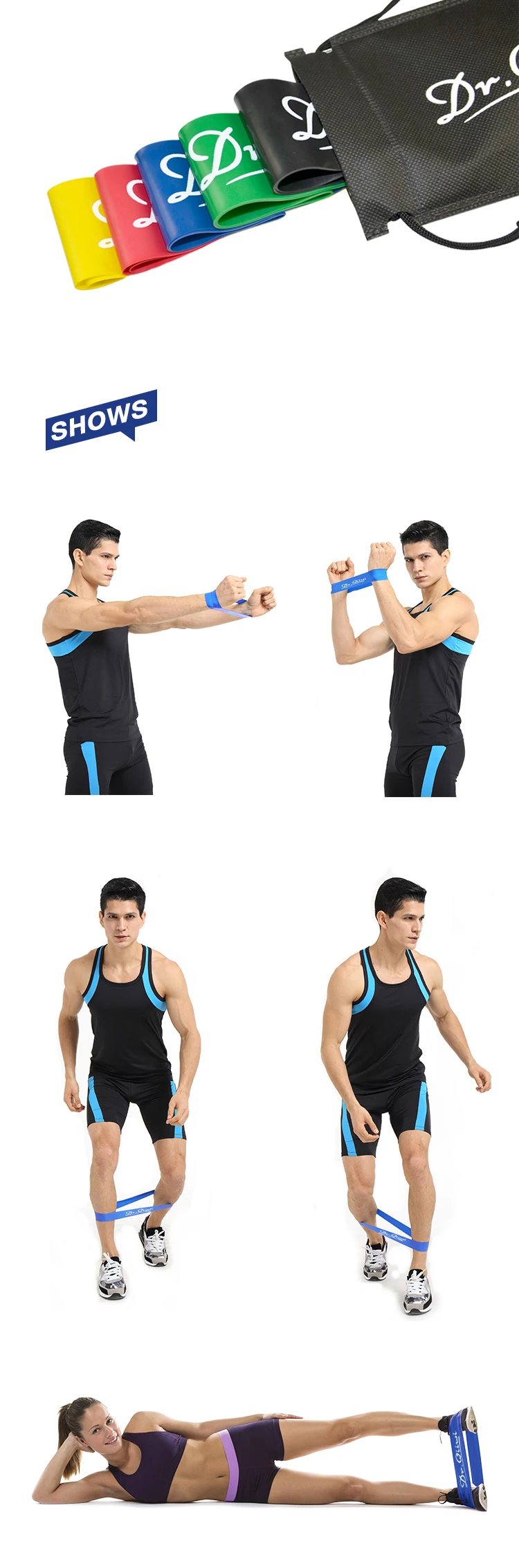 Dr. Qiiwi эластичное сопротивление наборы лент резинки фитнес оборудование растягивание резиновая петля для йоги тренировки упражнений