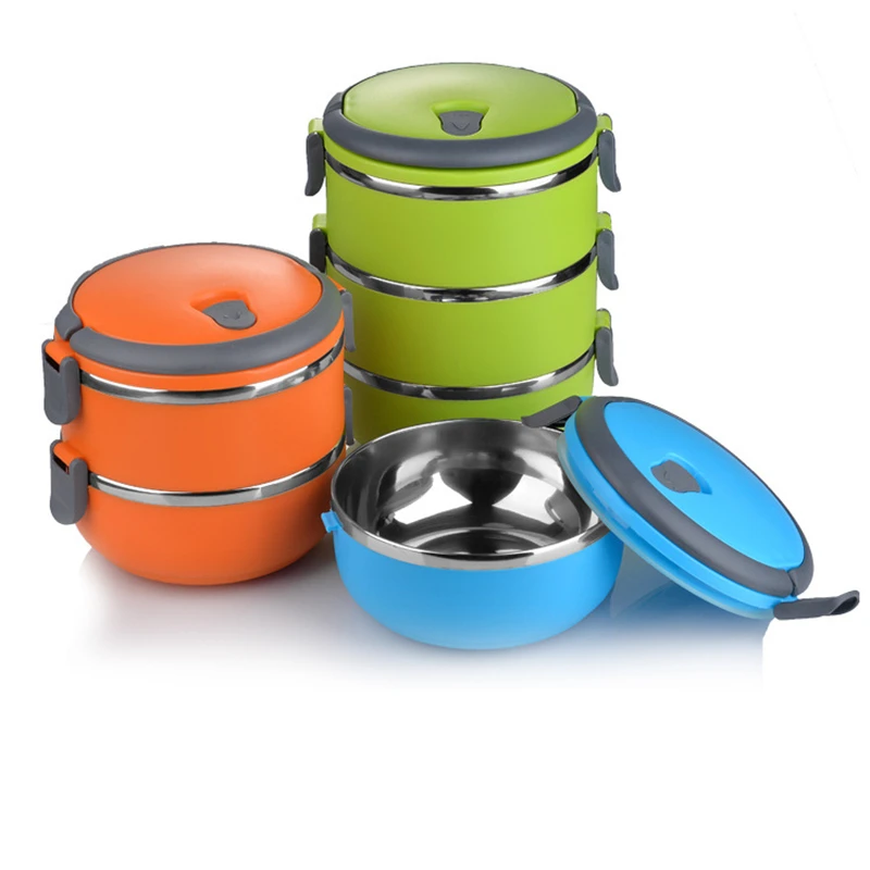 1 set 3 Colors Solid Round Bento Box Bowls Hot Sale Thermal Insulation