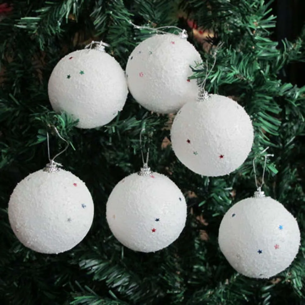 6PCS Christmas Snowball 4CM Foam Balls Party Ornaments Xmas Tree