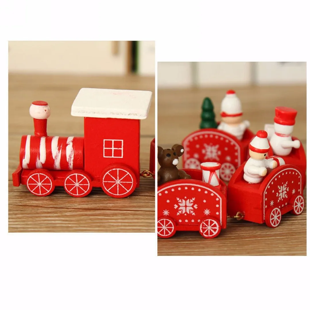 New Christmas Creative Wooden Train Santa Claus Festival Ornament Kids Gift Toy New 2 Color