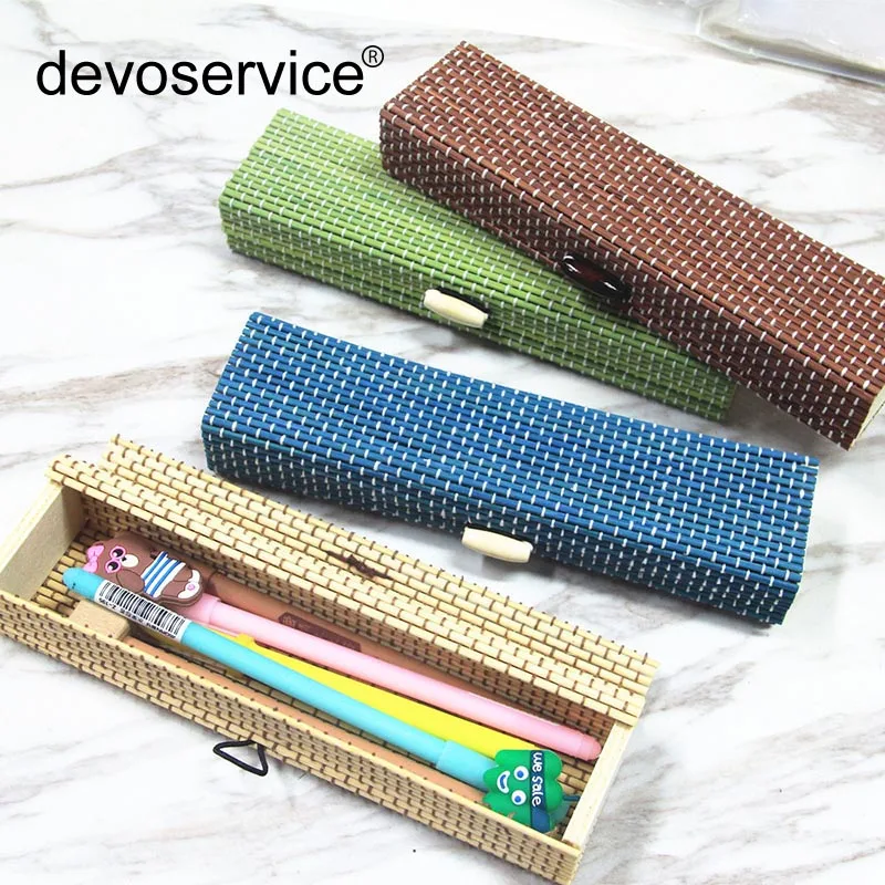 1PcsCreative Roll Bamboo Curtain Antique Style Wooden Pencil Case Personalized Gift Box Stationery Pencil Bag School Students