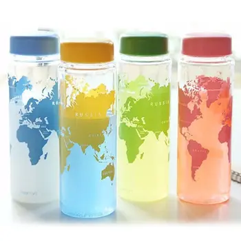 

Fashion Mat Pattern Water Bottle Fruit Juice Sport Portable Travel PC Map Bottles for Water 500ml Plastic bottles