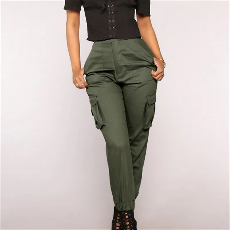 NEW WOMENS LADIES ELASTICATED HIGH WAIST CARGO TROUSERS GYM JOGGING COMBAT PANTS