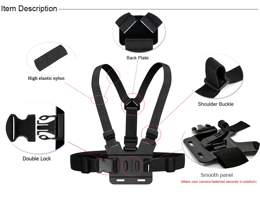 Камера нагрудная головка ремень жгут крепление j-крюк наборы крепление для Gopro Hero 7 6 5 4 Xiaomi yi 4K Экшн-камера SJcam Спортивная камера